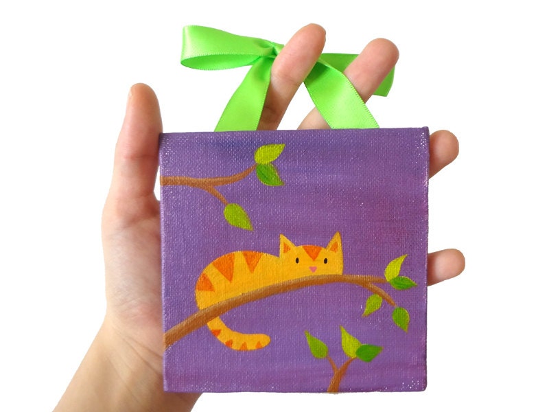 Cat Nursery Art - Cat Wall Hanging - Orange Cat Decor