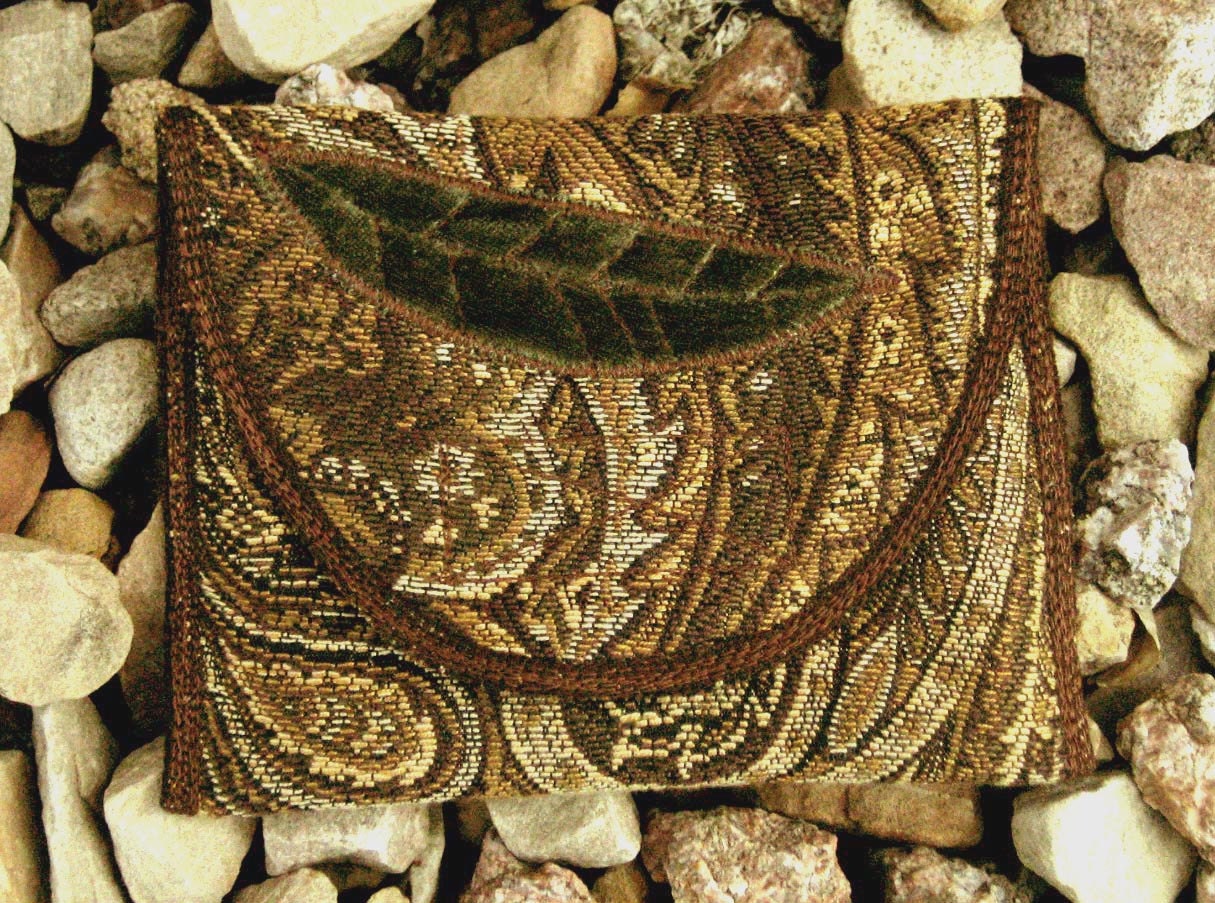 Fabric Wallet - Travel pocket - Leaf applique