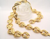 Vintage Chunky Krementz Gold Overlay Necklace and Bracelet 80s
