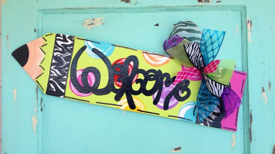 Wooden pencil for classroom - personalized teacher gift and door sign