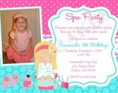 Spa Party Invitation Photo - DIY Print YOur Own - Choose your girl, - Matching Party Printables Available