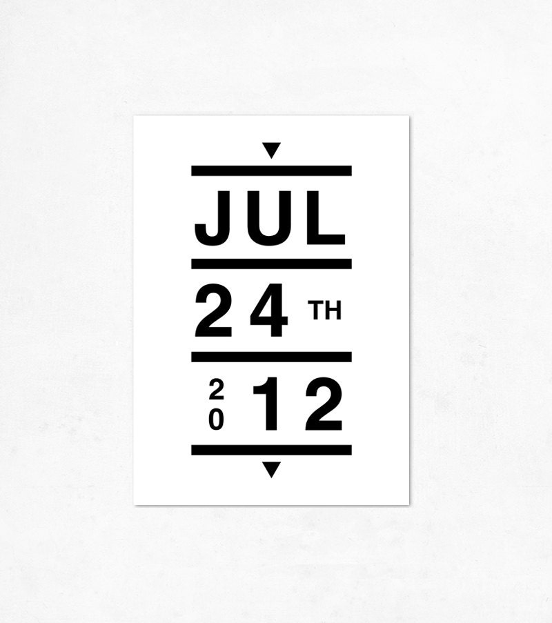 Custom date print. Black and white (A4).