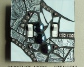 Silver and Shiny - DOUBLE Mosaic Light Switch Cover Wall Plate