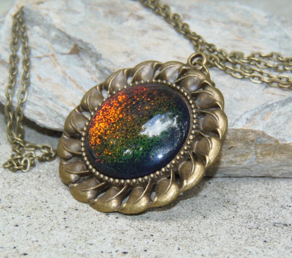 Rainbow Color Shifting Pendant - Sparkly Necklace - Glitter Necklace - Nail Polish Necklace