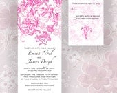 Flower Sketch Wedding Invitation and RSVP card