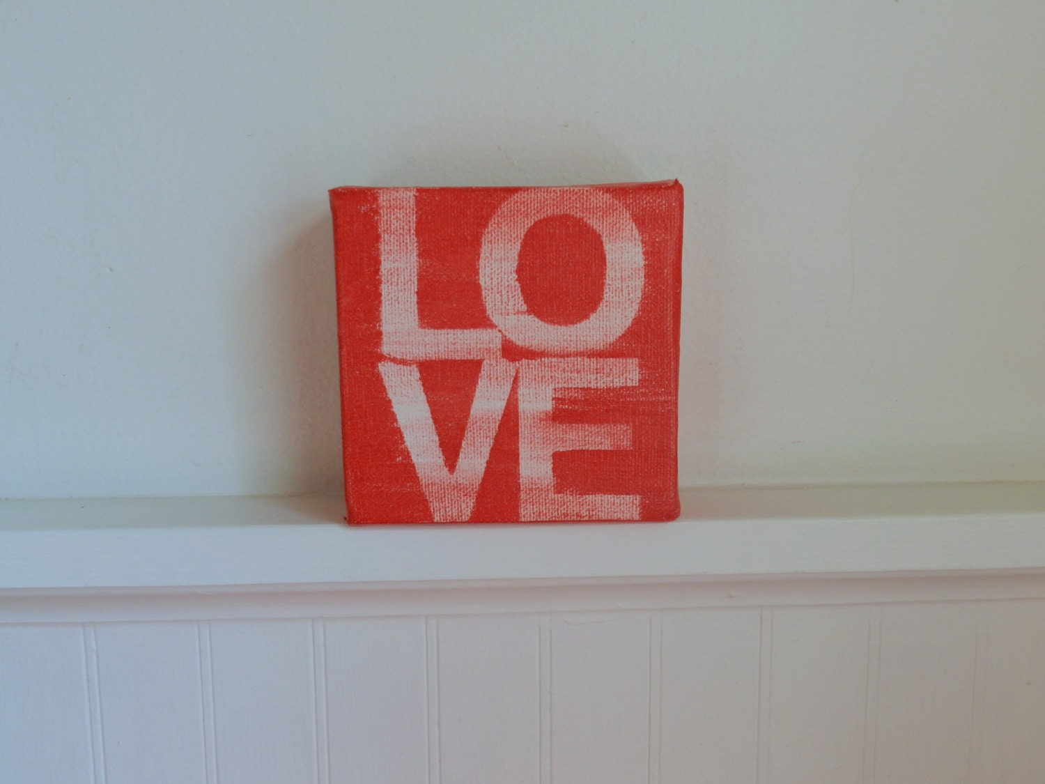 LOVE - 4 X 4 11/5 hand painted canvas sign - valentine's canvas - red - square canvas