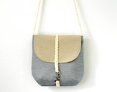 Navy Stripe Denim Cross bag / Handbag / Shoulder bag, Design by BagyBags