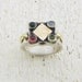 Gemstones Silver Ring - Silver & 14k solid Gold Ring - Tourmalines, Garnet and Moonatone Rind - OOAK Ring