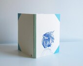 Hand stitched notebook - windblown boy- blue