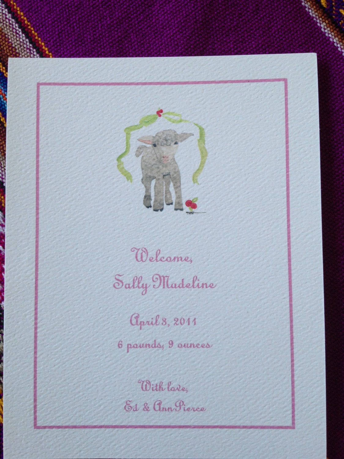 Lambie Birth Announcements (my apologies for sideways view, having trouble with computer)