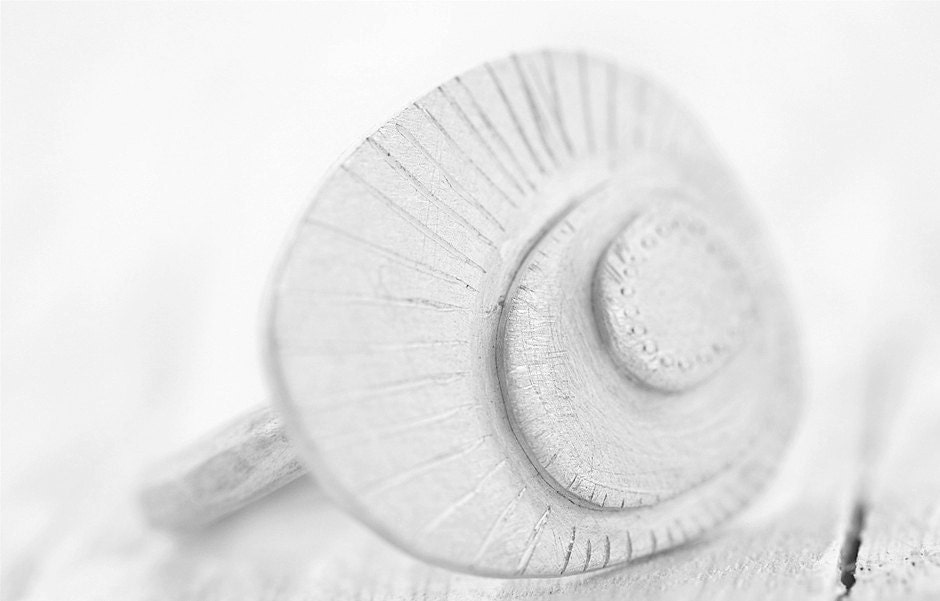Silver Round Statement Ring- Adjustable big silver ring