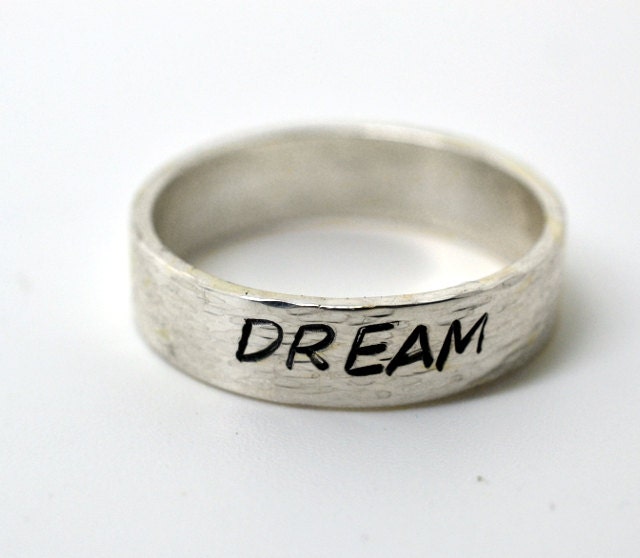 Personalized Jewelry, Hand Stamped Ring, Word Ring, Sterling Silver Stacking Ring