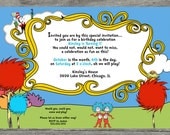 Dr. Seuss, Cat In The Hat - Lorax,  Birthday Party Invitation  - PRINTABLE INVITATION DESIGN