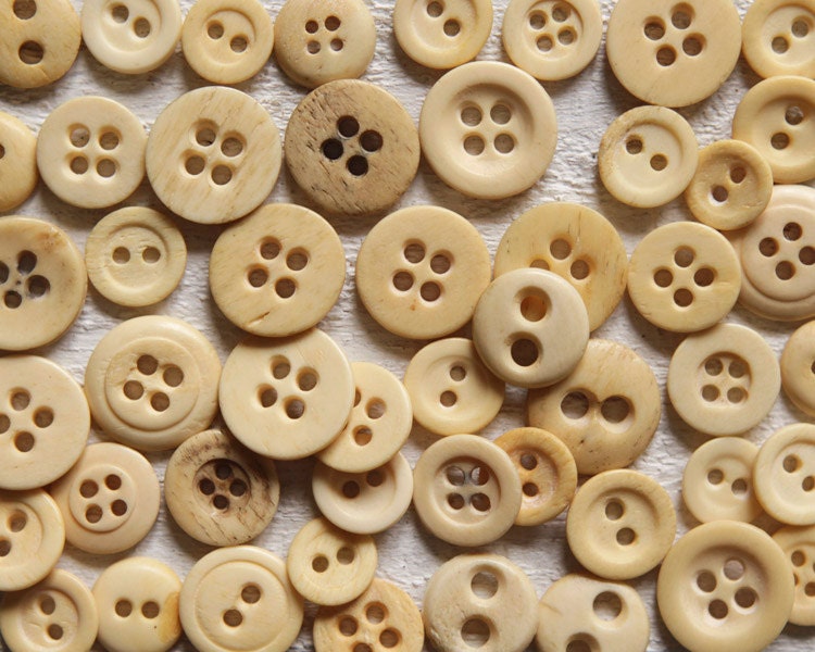 Antique Bone Buttons - Lot of 50 Primitive Buttons