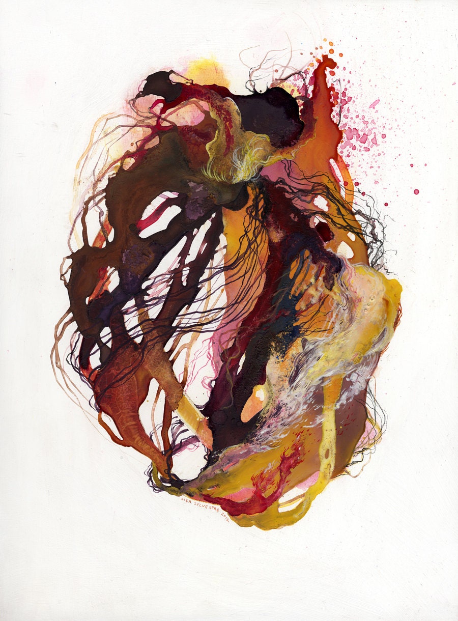 Coil XIX / original painting / watercolor and gouache on gessoed wood panel / ready to hang