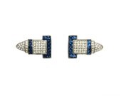 1920s Blue Rhinestone Clips