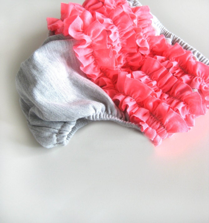 Ruffled diaper cover, Ruffled bloomers, Trendy neon pink
