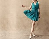 If Everyone Cared/women clothing/women dress/pleated/linen/ sleeveless/plus size/petite/2 colors/custom made