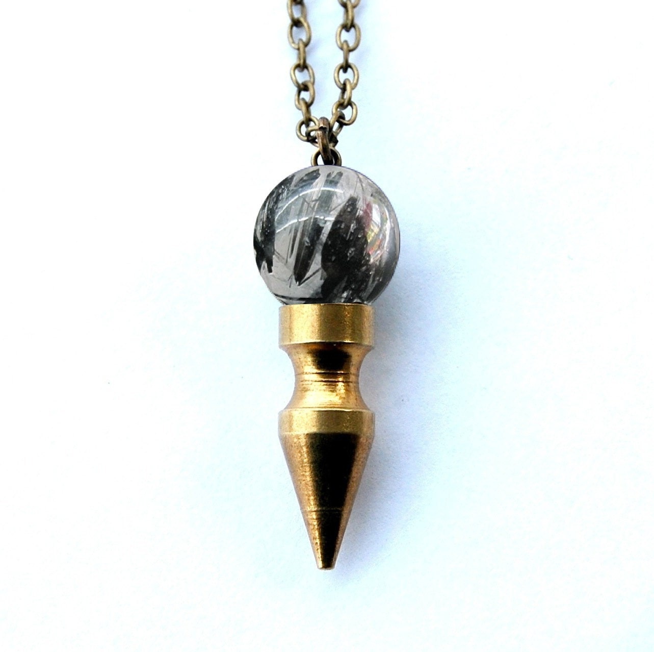 TALISMAN black tourmaline & quartz crystal ball spike necklace