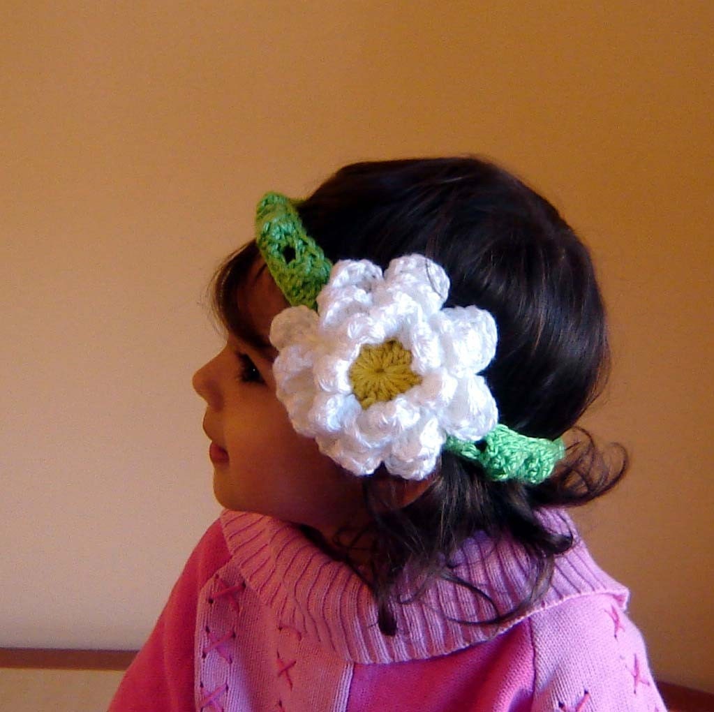 PDF Instant Download Crochet Pattern No 087 Big Flower Headband All sizes