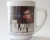 Collectible Vintage 1976 Six Million Dollar Man TV Show Lee Majors Plastic Mug Cup