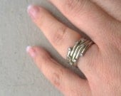 New Life: Anniversary - genuine 8 diamond band style ring make from repurposed vintage silver tone ring, one of a kind, size 5
