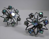 Aurora Borealis Earrings Screwback Vintage