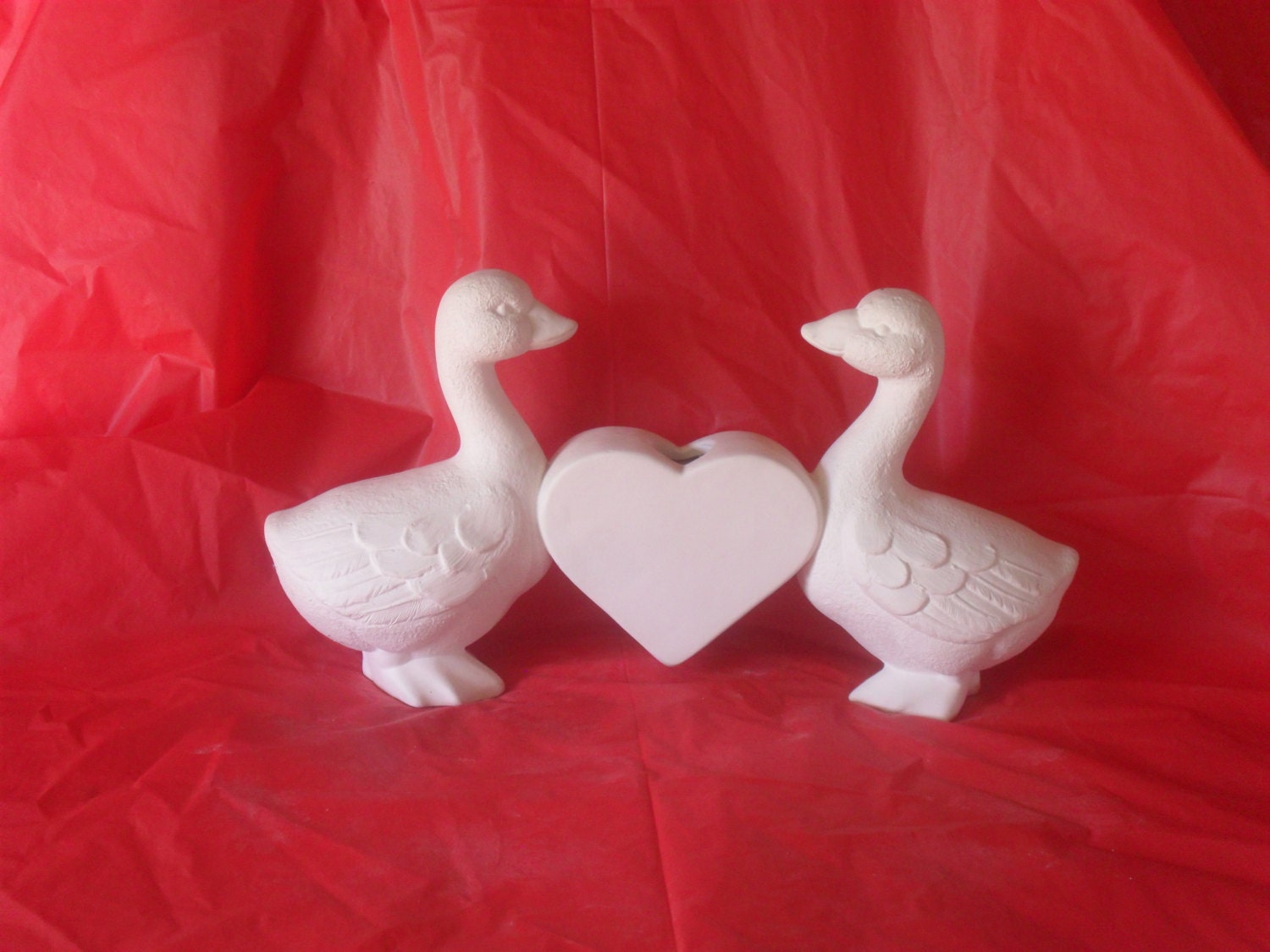 Two Ducks and a Heart Ceramic Candle Holder. Do It Yourself Ceramic Bisque. Great gift idea.