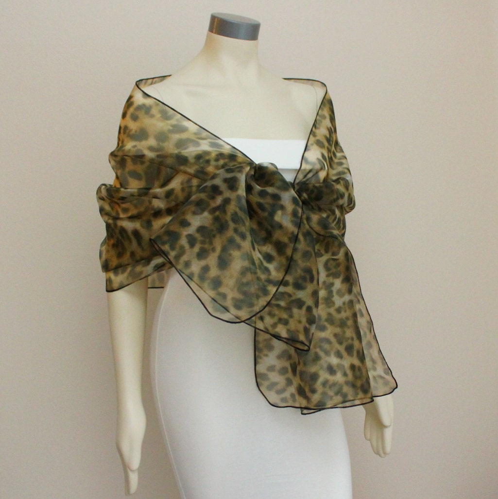 Leopard Organza Bride Bridesmaid Prom Shawl Stole Scarf Wedding 72" X 24"
