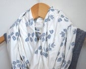 INFINITY SCARF - Screen Printed - Gray Bluebonnets on Cream
