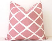 Trellis Geometric Designer Pillow 18" Pink dusty rose White cream Accent Cushion Cover hollywood regency imperial coral Diamonds pastel
