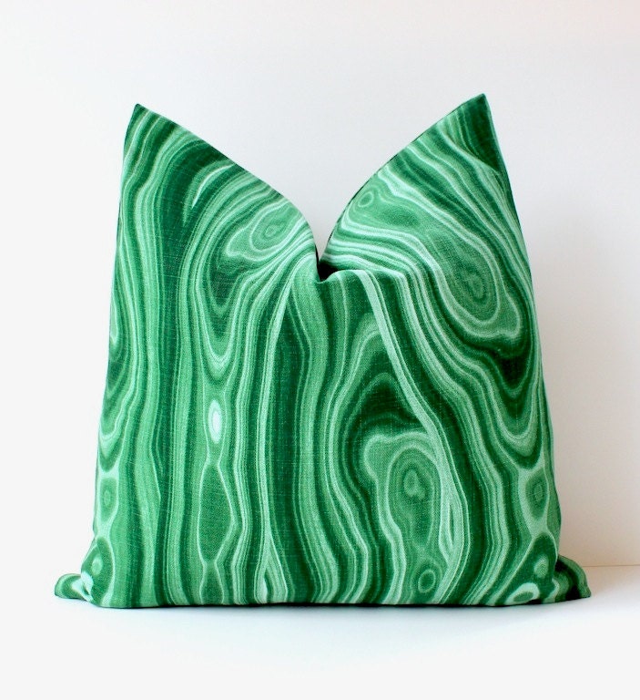 Emerald Green Malachite Decorative Designer Pillow Cover 18" Accent Cushion natural curiosities stone jewel tones gemstone kelly green