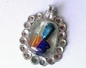 Recycled Silver Copper Cups Fused Glass Pendant.