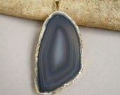 Agate Geode Slice Necklace Druzy Drusy Quartz 14K Gold Fill 30" Long