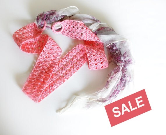 Pink Crochet Belt - Vintage style, Adjustable, Plus size, Mercerized cotton lace fashion, Waist belt wear