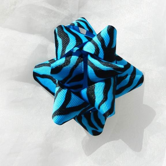 Blue Zebra Print Gift Bow