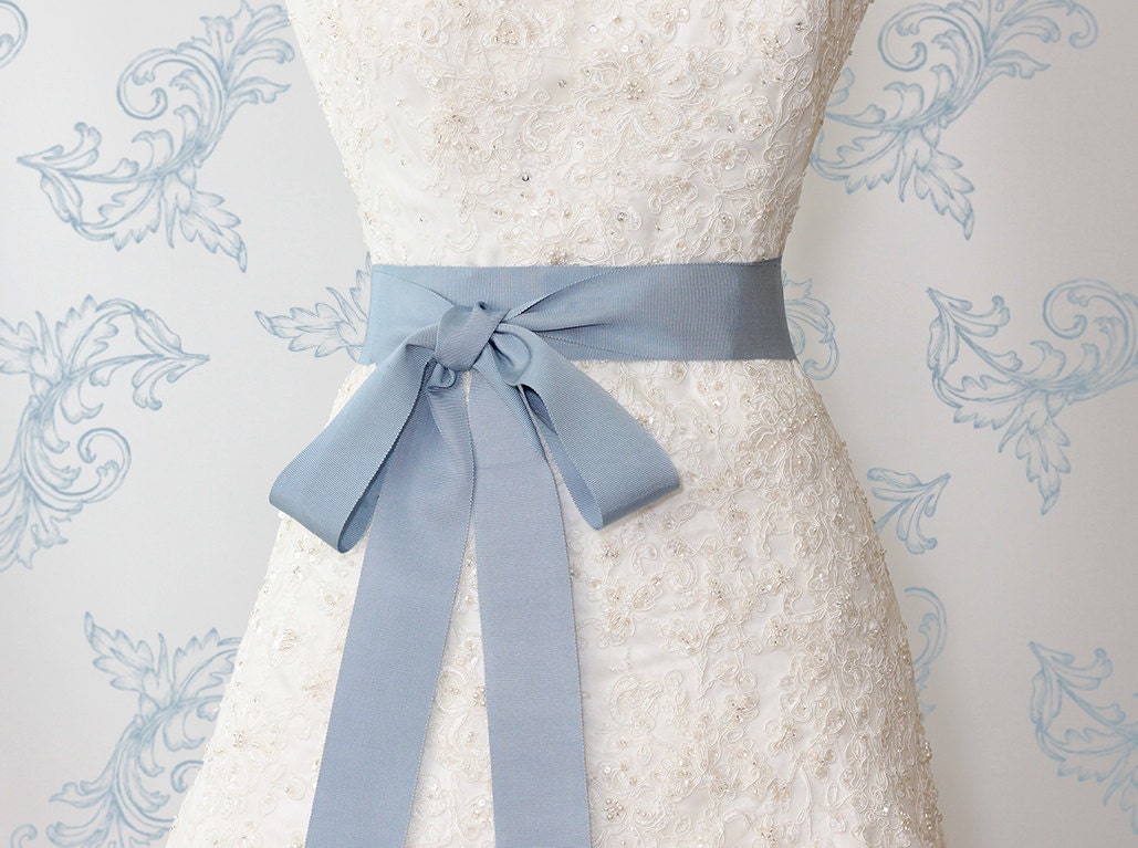 Bridal Sash - Romantic Luxe Grosgrain Ribbon Sash - Wedding Sashes - Powder Blue -  Bridal Belt