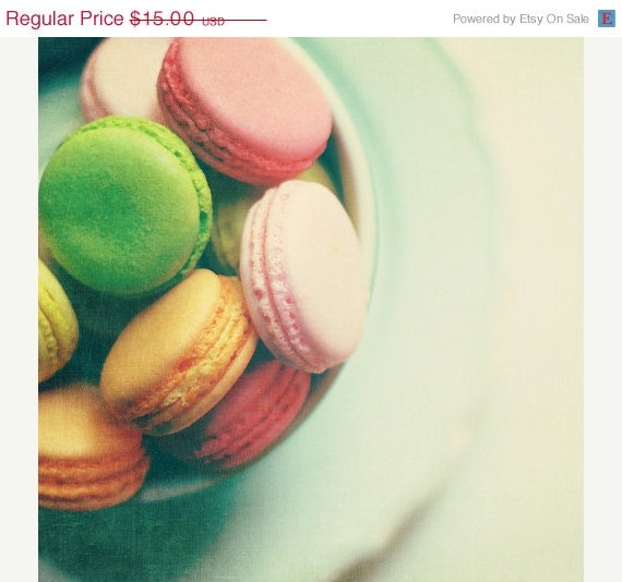 SALE 30% OFF Art For Kitchen: french macarons No.2  5x5 Fine Art Food Photography Pastel Cookies Kitchen Art