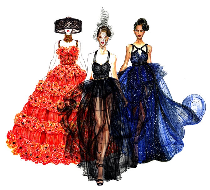 Runway Girls - Watercolor Fashion illustration