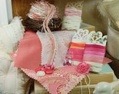 Tea Cake - Tidbits and Samplings. No.2 Coral Pinks, Salmon and touches of cream. Inspiration kit. Embellishment kit. OOAK