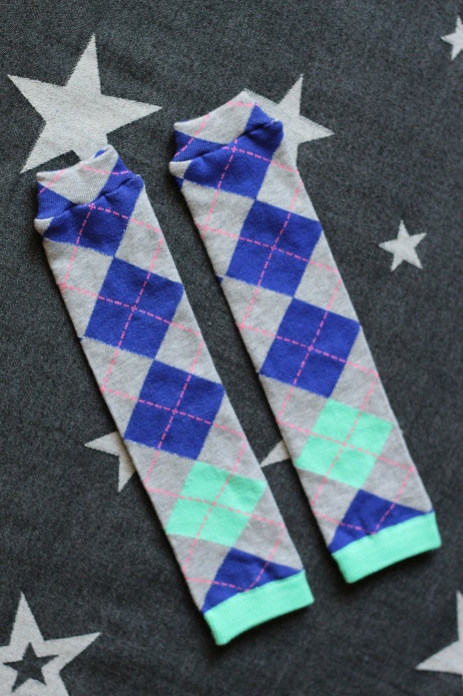 Baby Leg Warmers Blue Green Grey Argyle with Pink Stripes baby legs, baby girl, baby shower gift, arm warmers, leggings