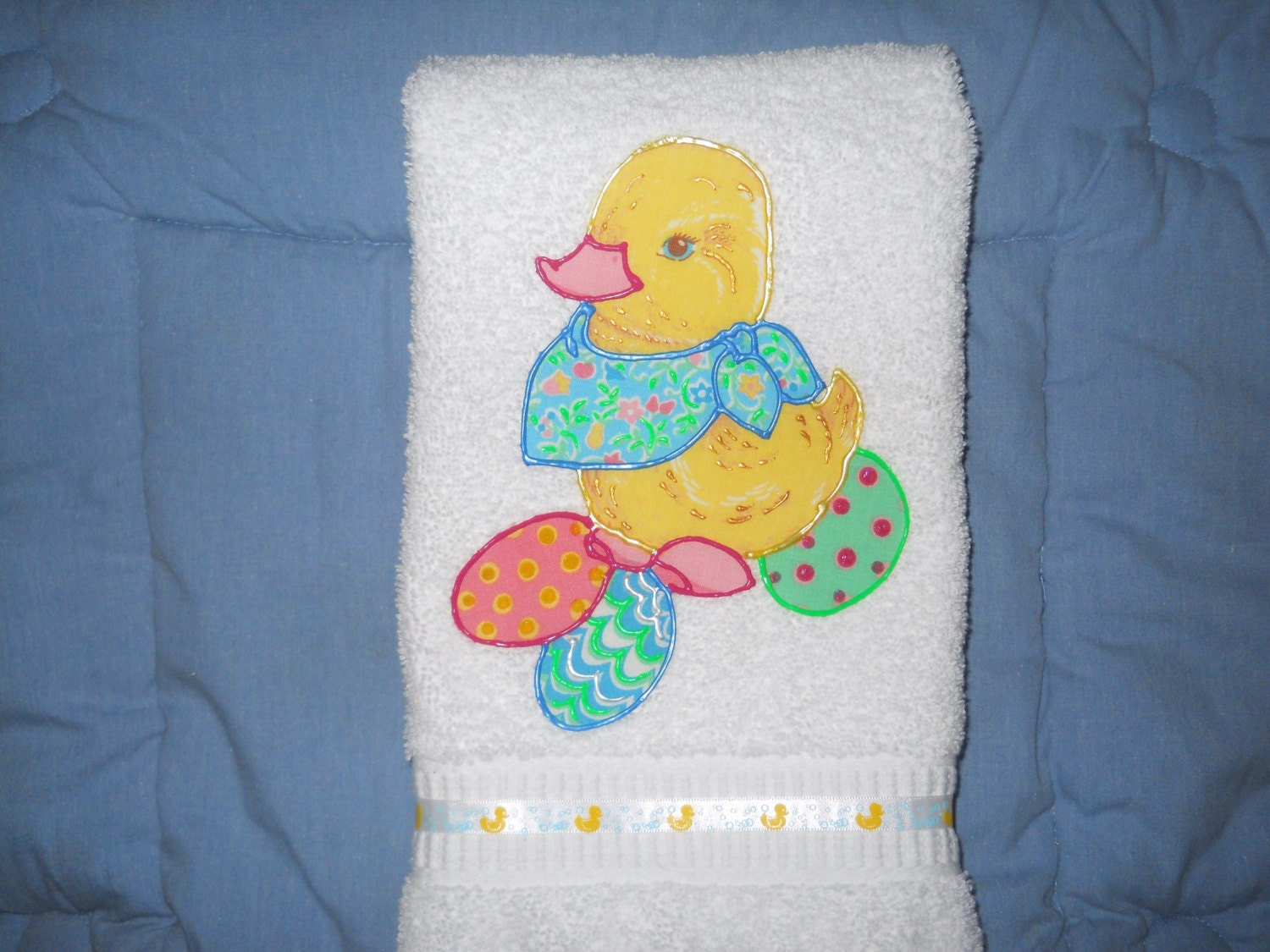 Ducks and Easter Eggs Easter Hand Towel for Bathroom or Kitchen