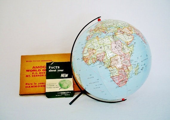 SALE - Vintage Inflatable Globe with Original Box and Instructions - Scarce - Extra Globe Included