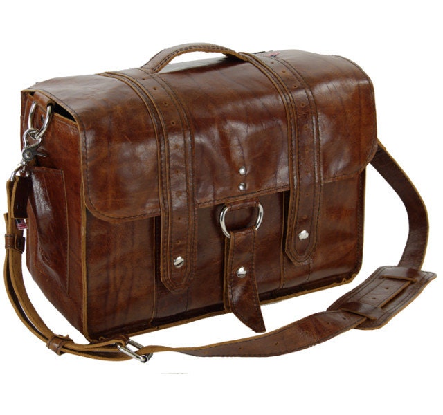 14x6 Italian leather Diaper Bag NEW: 3Y Caramel Color  - Georgetown Style - Handmade in the U.S.A - Free Shipping