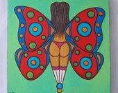 Nice BuTTerfly, Original 20 X 20 Acrylic Painting on Canvas by Fig Jam Studio