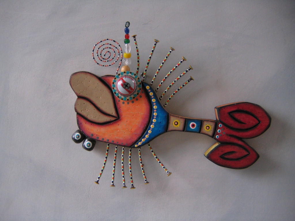 Twisted Tilapia, Original Found Object Sculpture, Wood Carving, Wall Art, by Fig Jam Studio