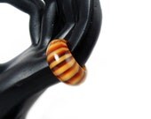 Chunky Coffee and Cream Striped Vintage Lucite Ring - New Old Stock