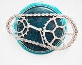 Teal It Burns Double Bicycle Sprocket Clock