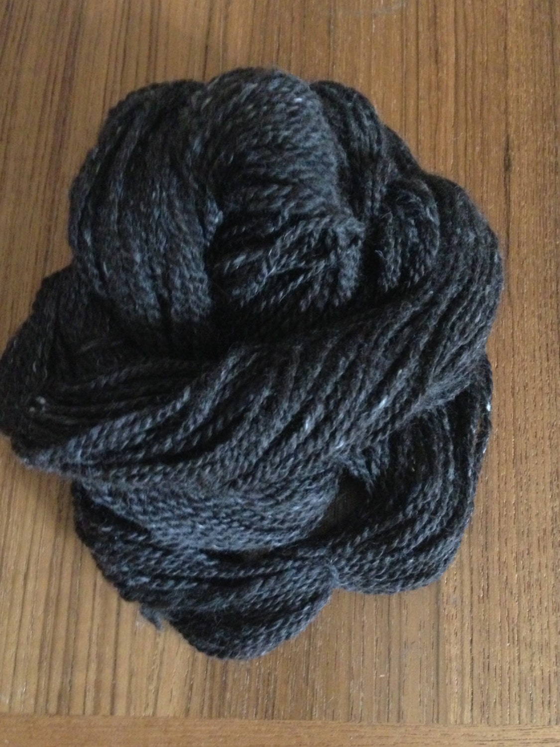Black Alpaca Merino Yarn with White Flecks Light Worsted Weight from Arvada, CO