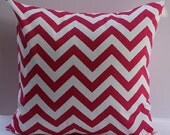 NEW - Hot Pink and White Zig Zag Chevron 18" Pillow Cover